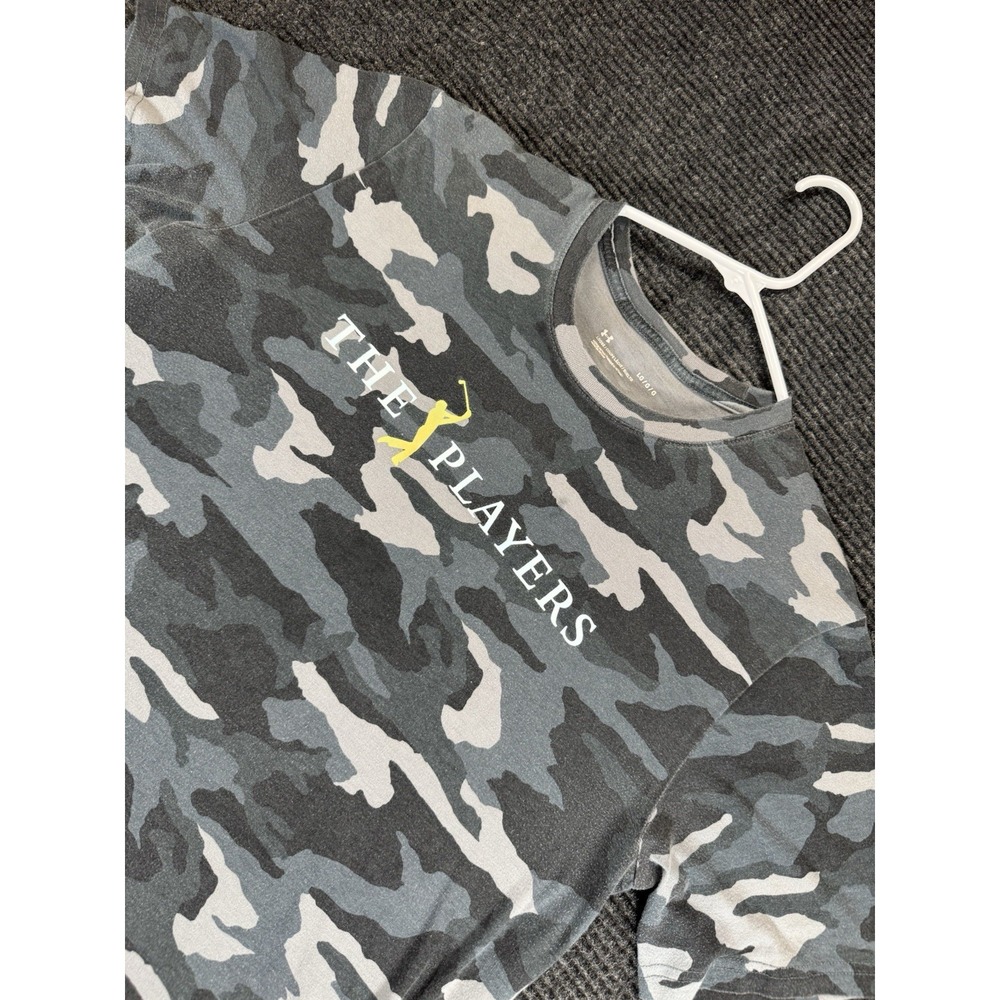 Under Armour THE PLAYERS Camo Shirt Men L Large Golf T-Shirt Camouflage Gray